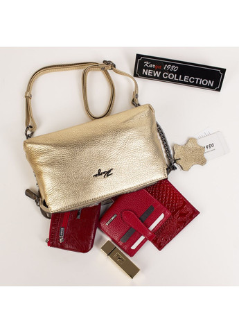 Жіноча шкіряна сумка крос-боді 5072-069 золота Karya (349810517)