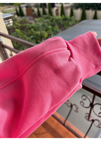 Рожевий cвітшот жіночий 2479 широкий оверсайз утеплений вишивка малюнок попереду Olivia однотонний (303140177)