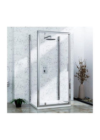 Душевая кабина пристенная A-518 80х80х195 распашная, профиль хром, стекло прозрачное Dusel (350315909)