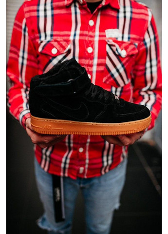 КРОССОВКИ ЖЕНСКИЕ NIKE AIR FORCE 1 HIGH BLACK GUM НАЙК АИР ФОРС 1 ПРЕМИУМ No Brand чёрные зима (367170443)