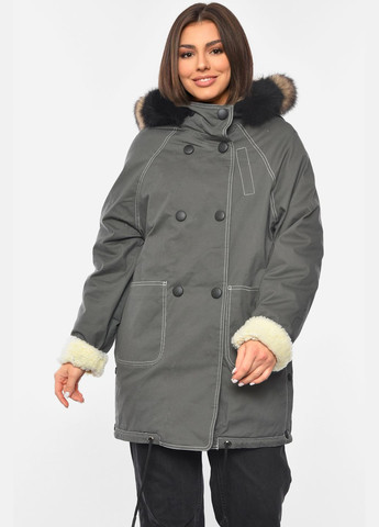 Сіра демісезонна парка жіноча демісезонна сірого кольору Let's Shop