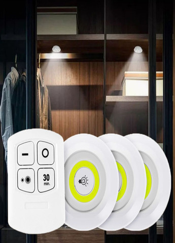 Набор беспроводных светодиодных светильников BL1012 на батарейках с пультом дистанционного управления Белый VTech (328923019)