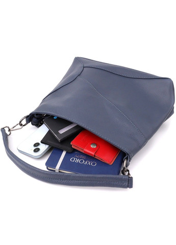 Практична жіноча сумка на два відділення з натуральної шкіри 23016 Синій Vintage (361401121)