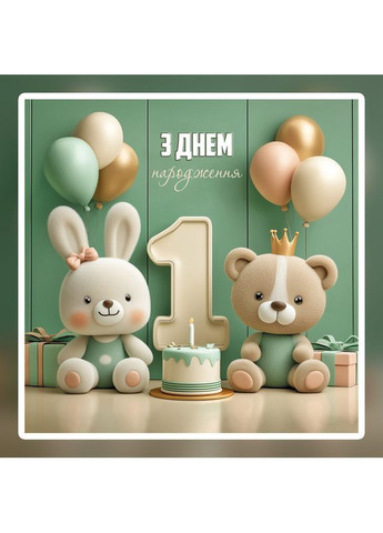 Банер для фотозони "Мій перший День народження" | 1.2×1.2 м | Святковий фон на 1 рік | №43158 Vinylpex (363820156)