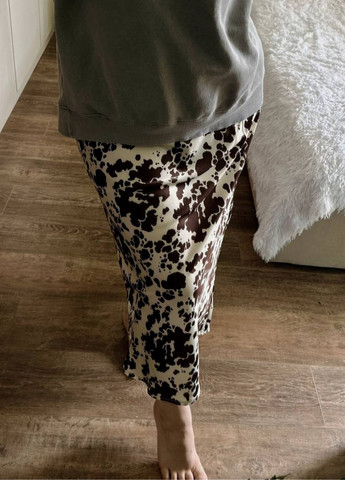 Коричневая повседневная с анималистичным узором юбка меди с высокой посадкой и ярким принтом Tik-Tak