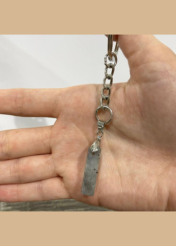 Кулон-талісман з натуральним каменем Лабрадорит прямокутної форми на шнурку в подарунковій коробочці АТМ (331291859)