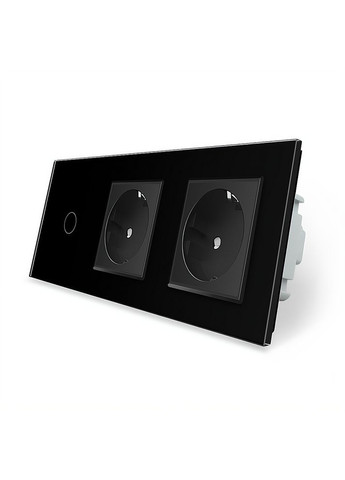 Сенсорний прохідний/перехресний вимикач 1 сенсор 2 розетки чорний скло (VL-C701S/C7C2EU-12) Livolo (370971081)
