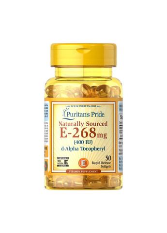 Витамин Е Vitamin Е 268мг 400 IU - 50 софтгель Puritans Pride (285718693)