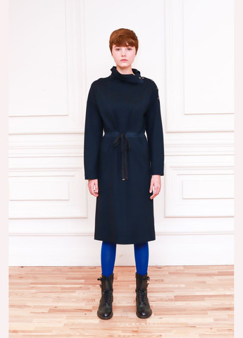 Синее кэжуал деловое темно-синее платье с воротами на кнопках гаурда Dolcedonna