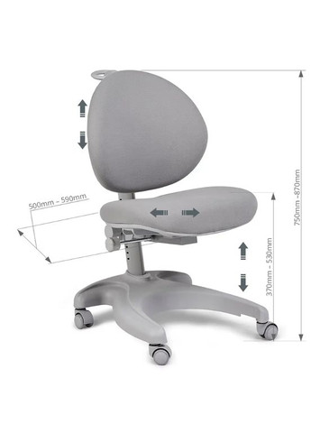 Дитяче крісло Cielo Grey з підлокітниками та підставкою для ніг FunDesk Cielo Grey с подлокотниками и подставкой для ног (356447296)