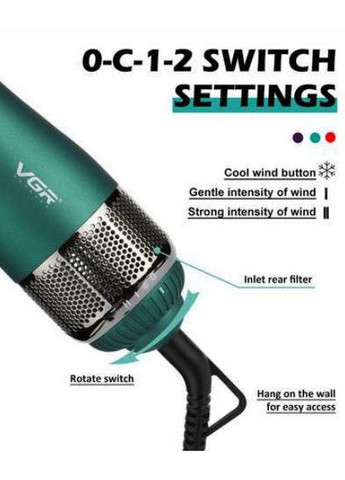 Фен щітка браш для волосся 2в1 V-498 стайлер з іонізацією для укладання накрутки професійна гребінець VGR (297331712)