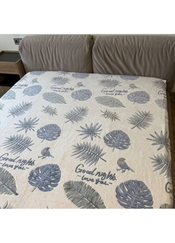 Плед-покривало флісовий євро 200х230 кремовий Листочки PFN6 Malloory Home (351360866)