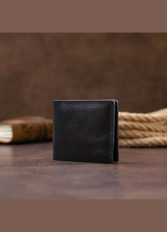 Портмоне вертикальне з круглим магнітом на два відділення 11306 Чорне Grande Pelle (331907106)