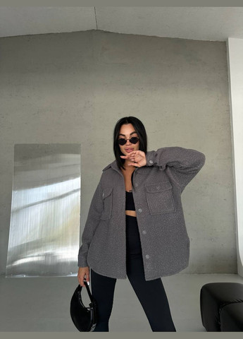 Серая рубашка однотонная No Brand