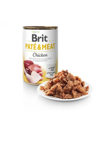 Корм вологий Pate and Meat для дорослих собак з куркою 400 г Brit Care (355254154)