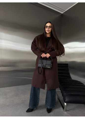 Коричневе демісезонне Пальто з кашеміру No Brand