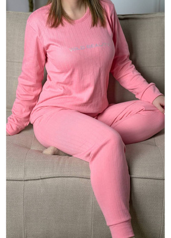 Рожева зимня піжама тепла жіноча байкова, туреччина кофта + брюки Sude