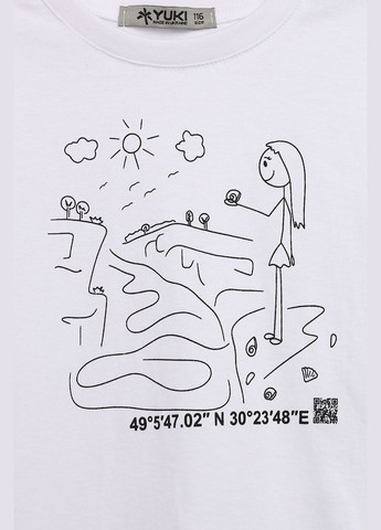 Белая летняя футболка с коротким рукавом для девочки цвет белый цб-00273447 Yuki