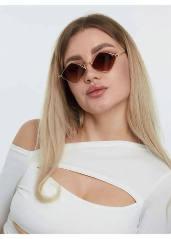 Солнцезащитные очки ромбы Romb градиент коричневые с золотом No Brand (322995827)
