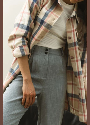 Голубой кэжуал рубашка в клетку Seventeen с длинным рукавом