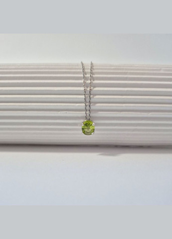 Срібний ланцюжок кольє з підвіскою Овал с Хризолітом 40 см срібло 925 проби Родоване 1457 1.99г No Brand (309013012)