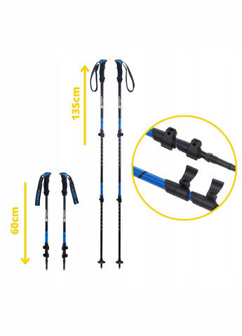 Трекинговые палки Peak+ 60-135 см Black/Blue (P-5907739318268) Mountain Goat (304252789)