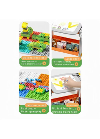 Детский стол-трансформер 4в1 магнитная доска для рисования с нишей под конструктор из блоков B8020 Multicolored No Brand (363115051)