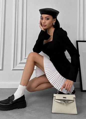 Чорно-білий кежуал міні сукня з подвійною плісированою спідницею плісована Allthings