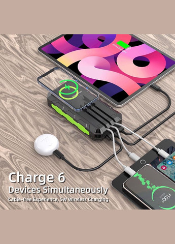 УМБ із сонячною панеллю HDL-531 30000 mAh Wireless Solar Power Charger Green VHG (361111355)