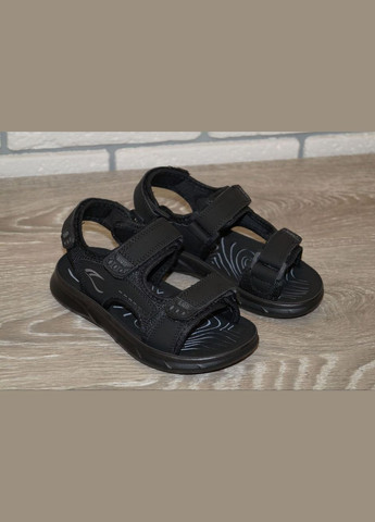 Черные повседневные, кэжуал сандалии детские на липучках черные LQD на липучке