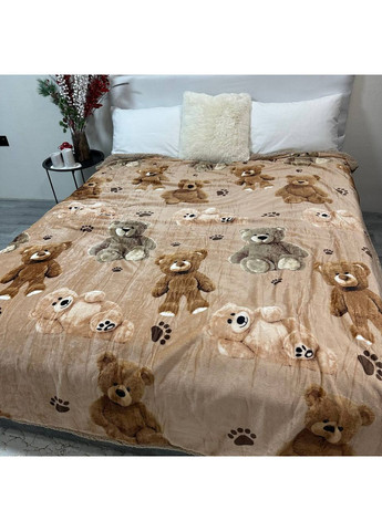 Двосторонній Плед "Comfort & Style" (Велюр + Teddy Fur), розмір 150*210 см бежевого кольору з малюнком No Brand (366957584)
