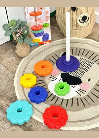 Детская развивающая винтовая тактильная мега пирамидка 3603 с шестернями Fun Game (327797215)