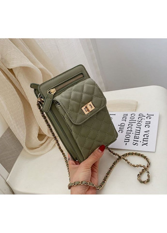 Жіноча міні сумочка клатч стьобана із екошкіри зелена маленька сумка для дівчат модний гаманець-клатч ProDobro (363221382)