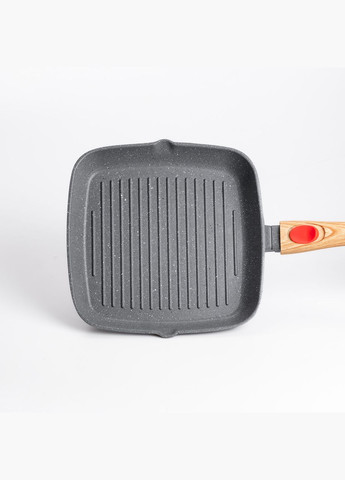 Алюмінієва сковорода-гриль 24 см зі скляною кришкою Квадрат сірий HP-4-461G MGC (306849198)