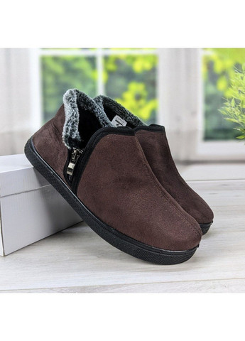 Коричневые тапочки чуни мужские теплые с задником на меху Progress