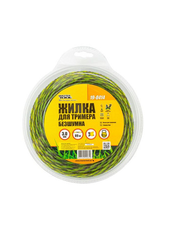 Жилка для тримера безшумна SPIRAL SQUARE 3.00 мм 89 м (блістер) двоколірна 19-0414 Mastertool (364120986)