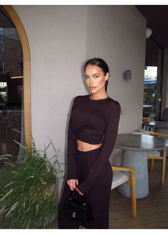 Базовий костюм: лонгслів + штани з віскози (розмірна сітка в описі) GD/GL Модний простір (364966341)