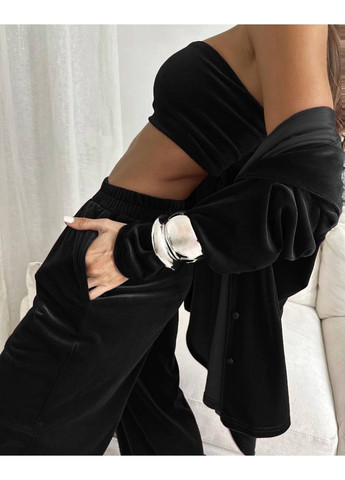 Чорна жіноча піжама з оксамиту Osoblyva