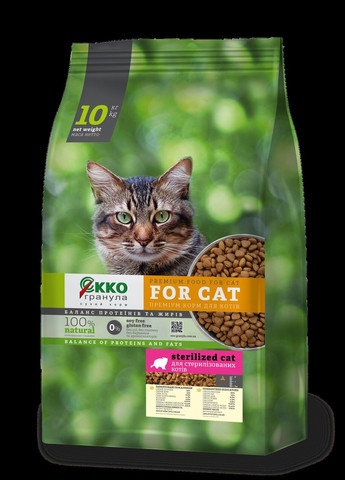 Сухой корм для стерилизованных котов Ekko гранула 10 кг 4820249130193 Екко Гранула (277631719)