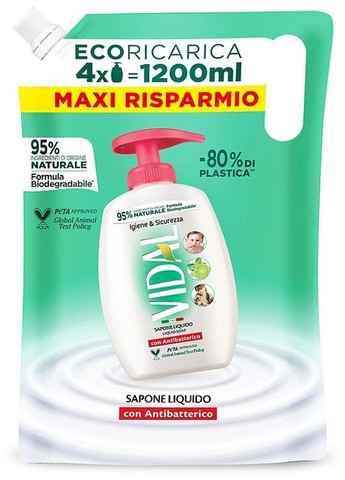 Рідке мило "Антибактеріальне" Liquid Soap Antibacterial (дой-пак) 1200ml (1088345-135946) Vidal (368659759)