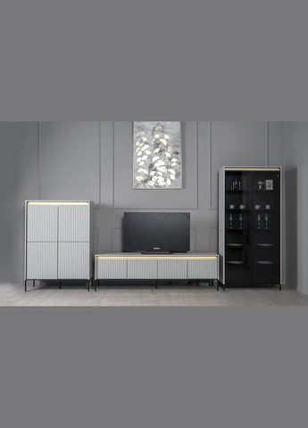 Комод 2д3ш Тренд / Trend сірий/чорний з підсвіткою TR-01 LENART (360548587)