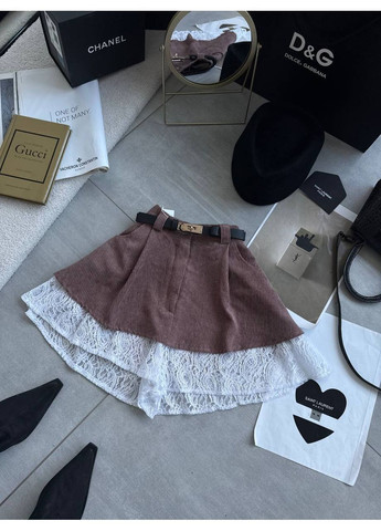 Вельветовая юбка-шорты с кружевом No Brand Б1432-277 (369402738)