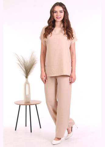 Костюм двойка базовый женский 0543 меланж лен бежевый Актуаль (330258153)