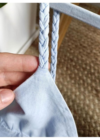 Блакитна сyкня бавовняна міді з плетеними бретелями Zara