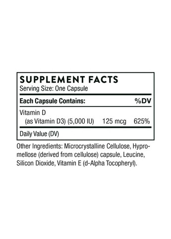 Вітамін Д3 (Vitamin D3) 5000 МО 60 капсул Thorne Research (361118458)