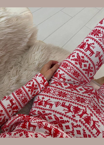 Червона зимня піжама новорічна жіноча лонгслів + брюки No Brand