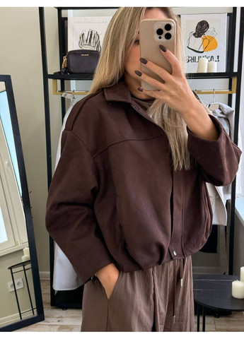 Жіноча куртка-бомбер зі штучної замші на підкладці на блискавці (362588292)