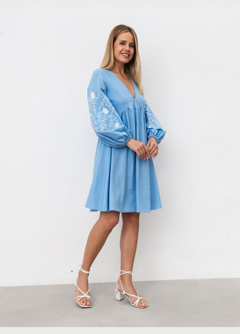 Блакитна сукня з вишивкою Romashka однотонна