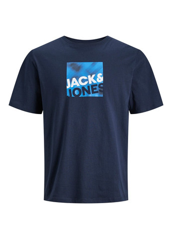 Темно-синя футболка basic,темно-синій з принтом,jack&jones Jack & Jones