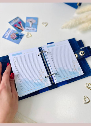 Шкіряний міні планер блокнот А7 синій. ViPlanners (328438768)